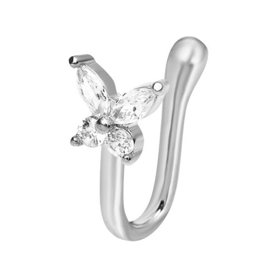 

Nose Ring Butterfly Rhinestones Jewelry Simple Electroplating Nose Cuff Septum Nose Jewelry срібний