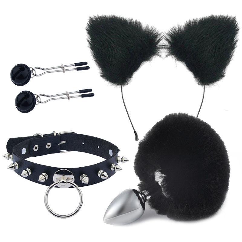Sexy Ears Barrettes Nipple Clamp Sex Product Men's and Women's Appliances Sex Product SM Metal Sexy Suit Fox Tail