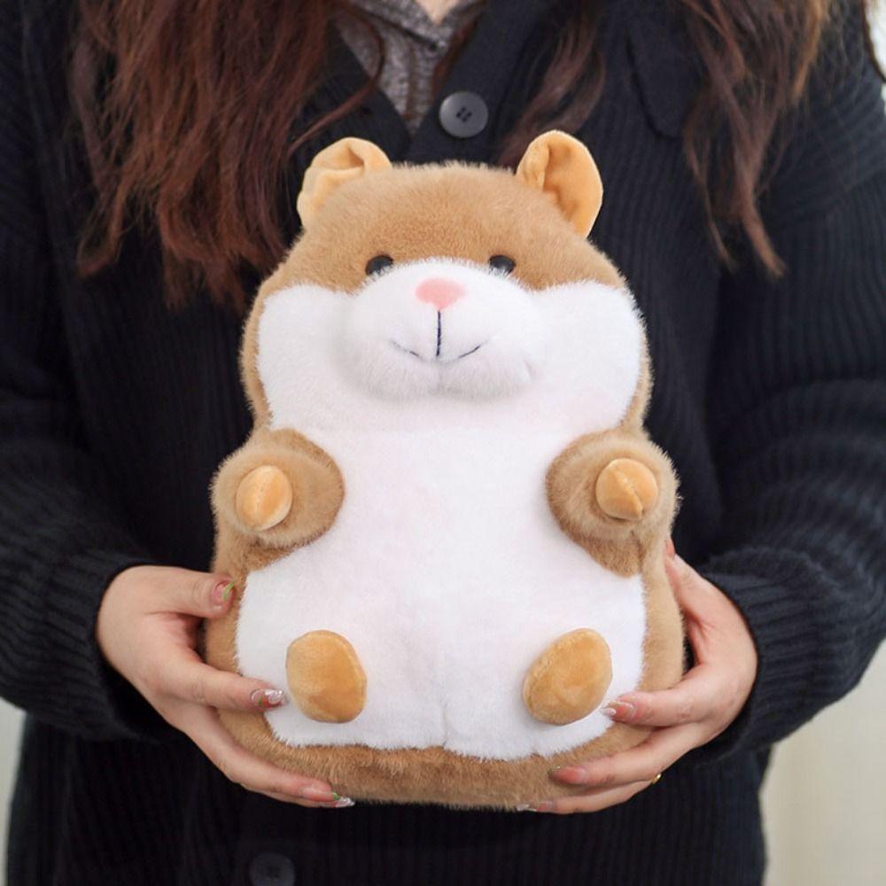 

PP Cotton Animal Mouse Plush Pillow Lifelike Hamster Stuffed Toy Hamster Plush Toys Home Decor 20cm коричневий