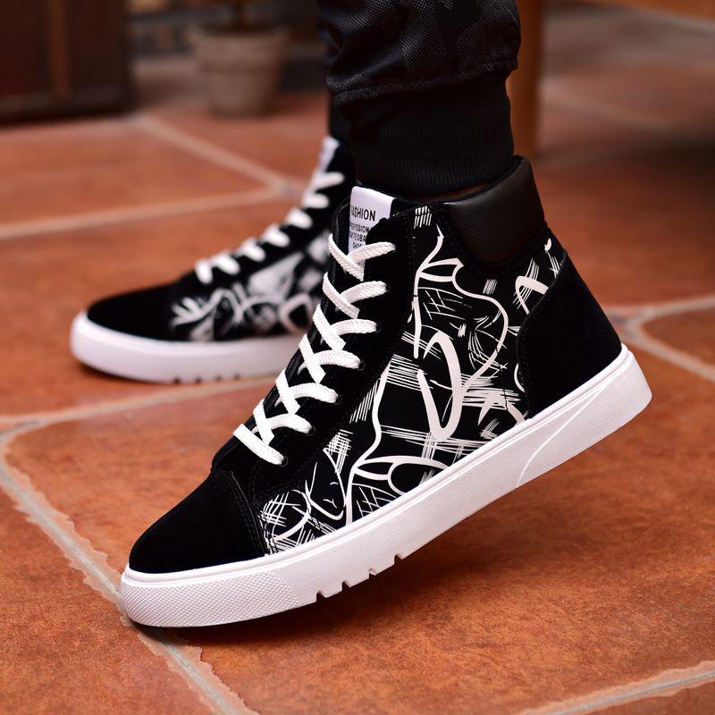 Clearance Autumn/Winter Korean Canvas Men's Color Block Casual Shoes Mid-High Top Trendy Breathable Board Shoes Martin Boots