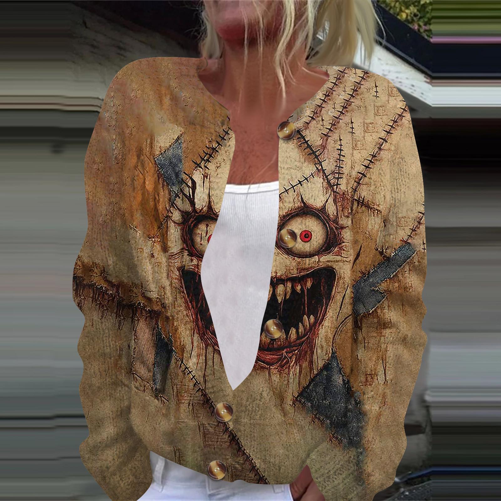 

Женская модная принтованная куртка с длинным рукавом и вязанным кардиганом на пуговицах XXXL хаки