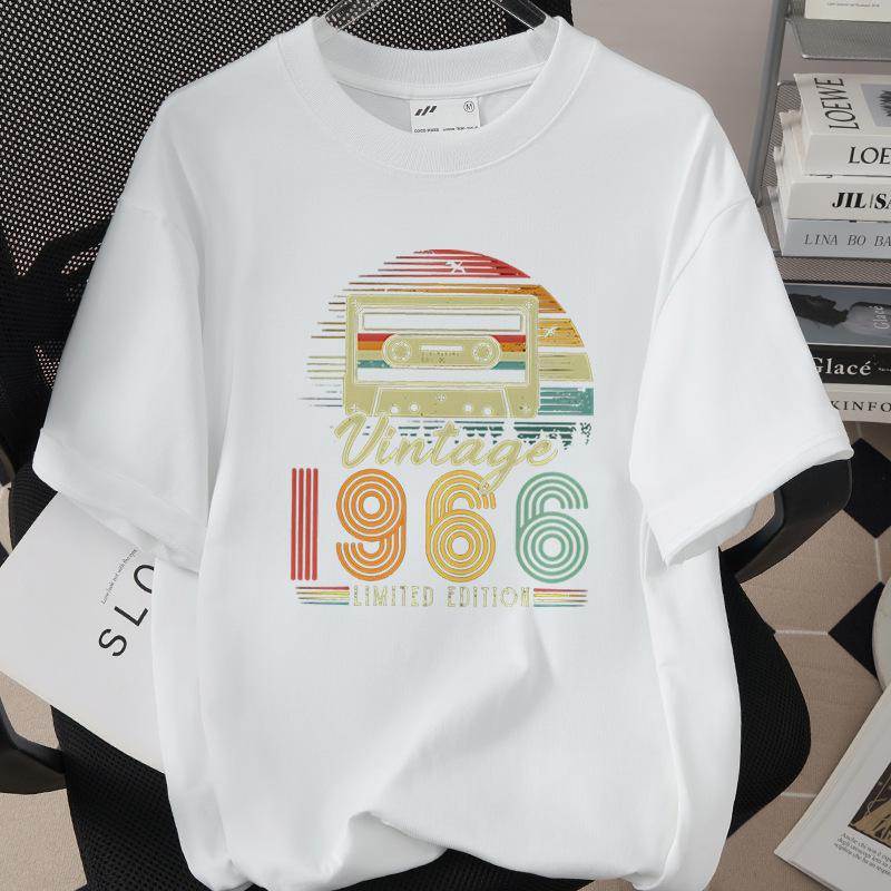 HighQuality Cotton TShirt for Unisex 1966 60th Birthday Unisex Loose Oversized Clothing O Neck Short Sleeve Tees Streetwear Top