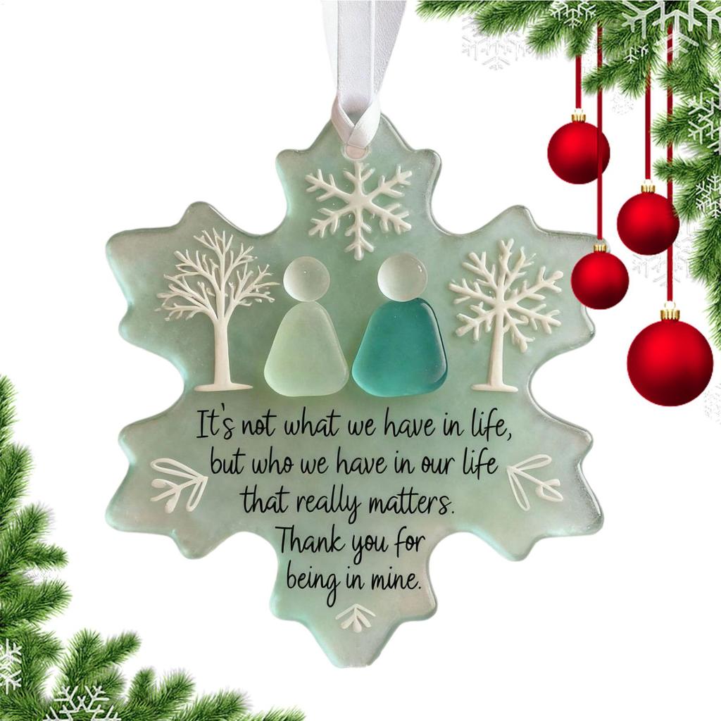 Snowflake Shaped Friendship Decorative Ornaments Winter Friendship Ornament Christmas Tree Hanging Keepsake Xmas Gift