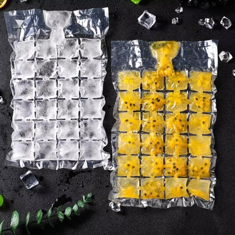 Disposable Ice-Making Bags - Self-Sealing Lattice Ice Cube Mold for Summer DIY Drinks, Edible Frozen Ice Tray Bag for Bar