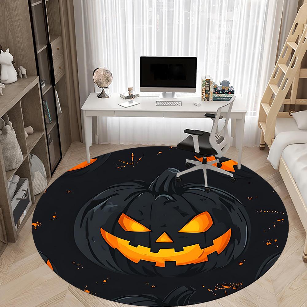 1pc Pumpkin, Halloween Chair Carpet for Office, Round Non-Slip Durable Large Size Office Carpet, Suitable for Office, Beautiful Decoration