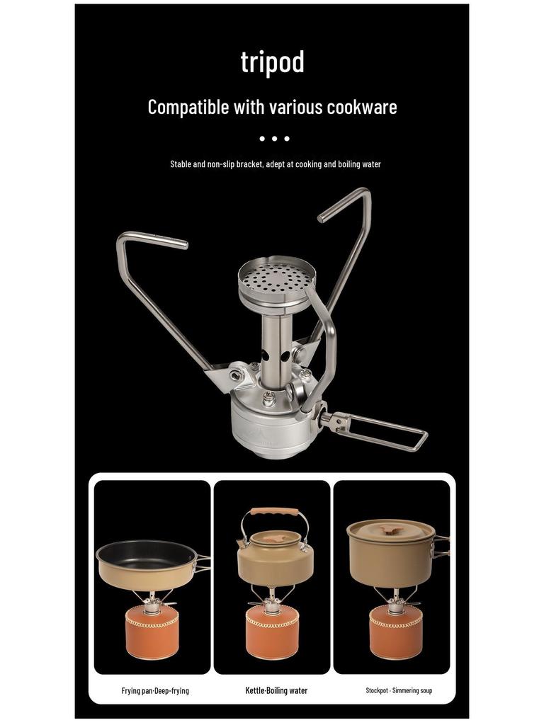 Mountain Guest Three-Leaf Portable Windproof Folding Gas Stove for Outdoor Camping and Tea Brewing