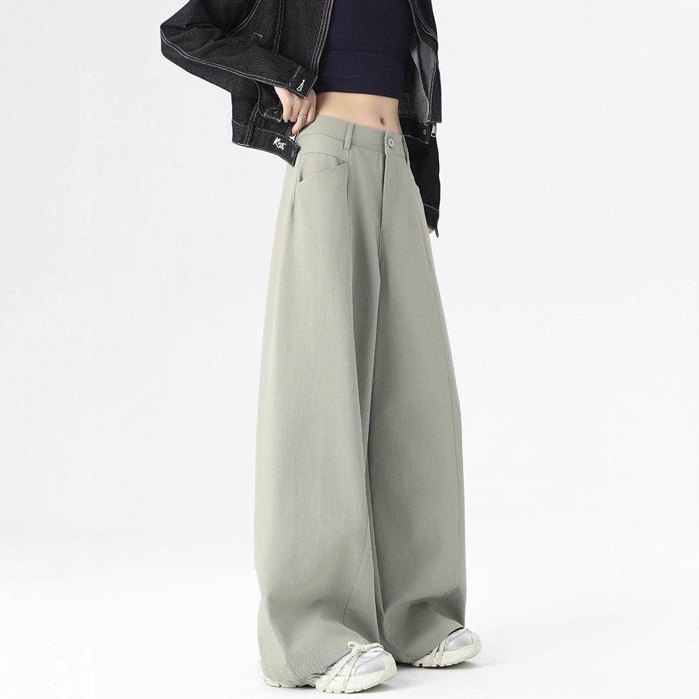 Women's High Waist Wide Leg Pants Solid Color Casual Loose Fit Trousers