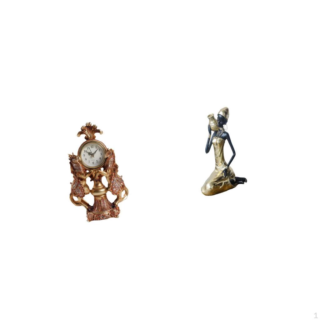 Horse Clock Desktop Figurine Decoration Crafts Collection Statue Animal Table African Tribal