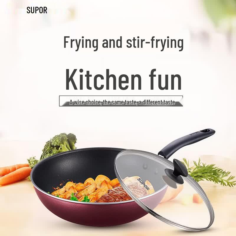 Supor Colorful Easy Clean 34cm Non-stick Wok with Lid