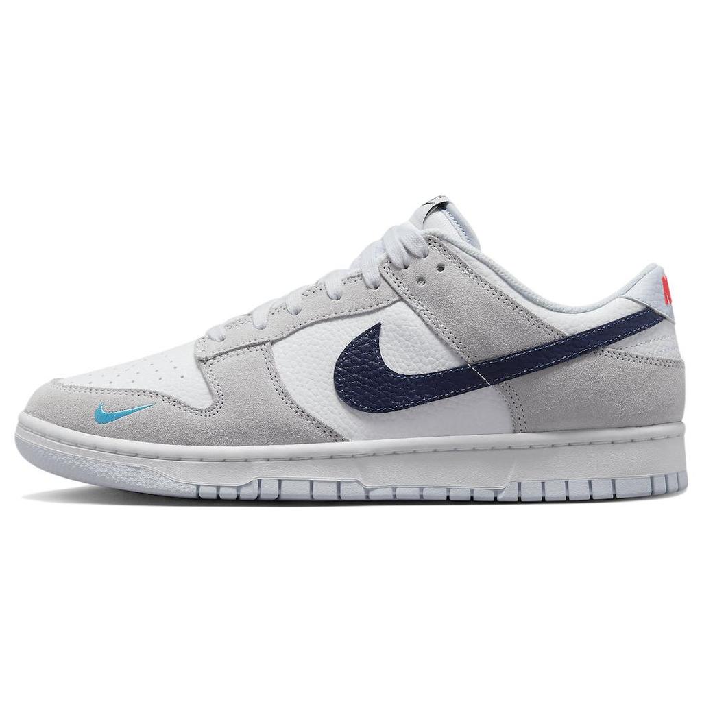 New Nike Dunk Low White Grey Navy Aqua Mini Swoosh FJ4227-001