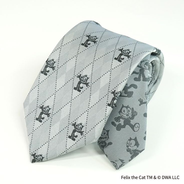 [Felix] The Cat  Character Tie (Argyle Pattern) UND49167 Silver