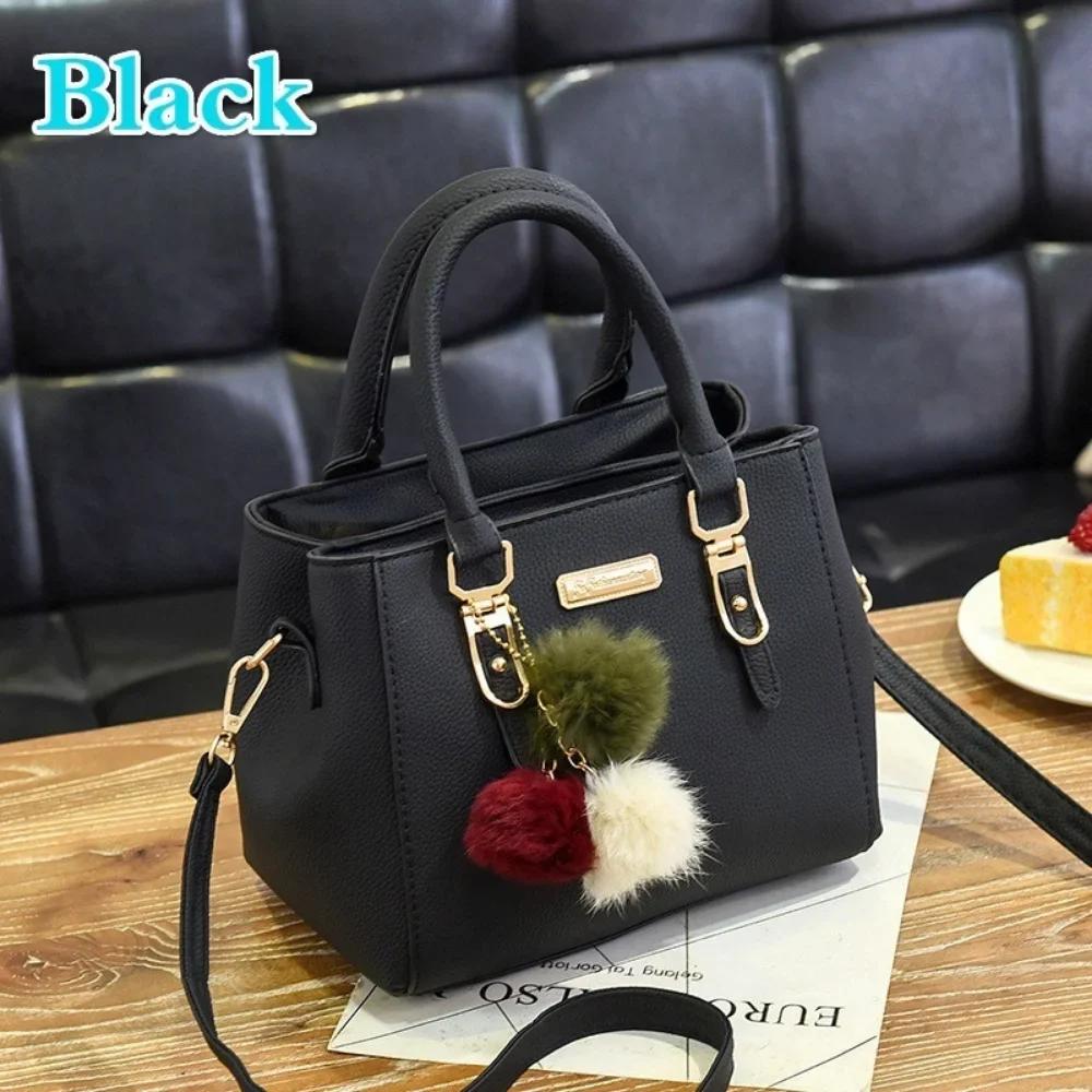 Fashion Women Hairball Shopper Totes Solid Color PU Leather Large Capacity Handbag Ladies Luxury Designer Crossbody Shoulder Bag