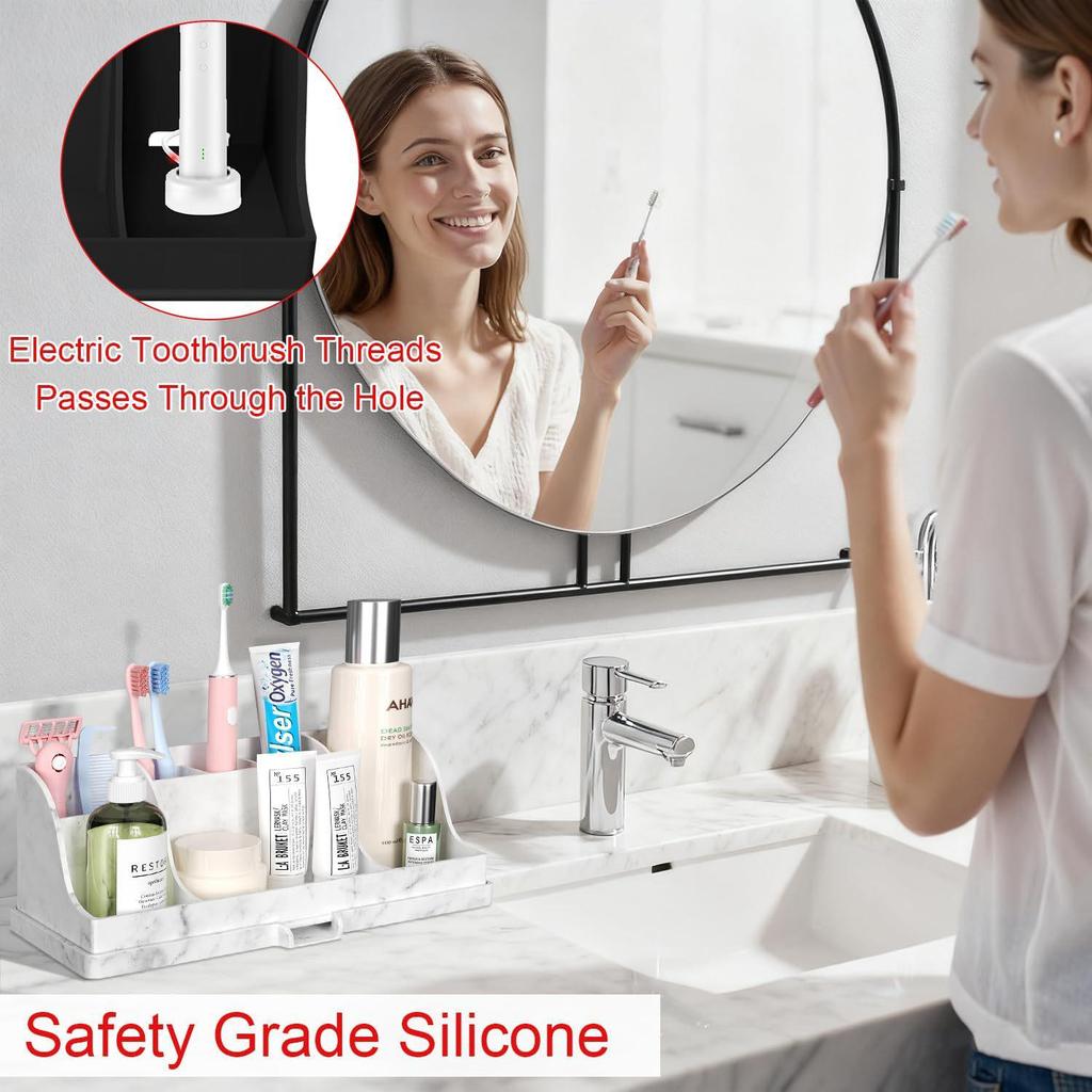 Silicone Toothbrush Holder: Easy-Clean Drainable Storage Box for Bathroom Supplies