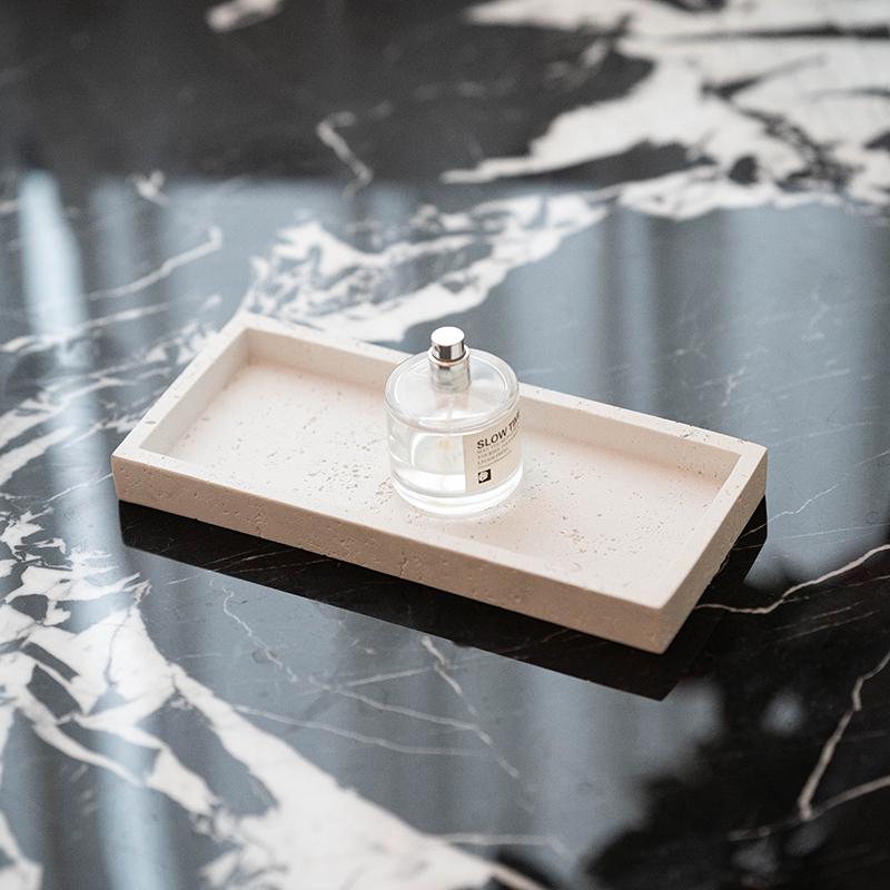 Travertine Wabi-Sabi Tray: Aromatherapy Storage, Luxury Bathroom Ornament, Living Room Decoration.