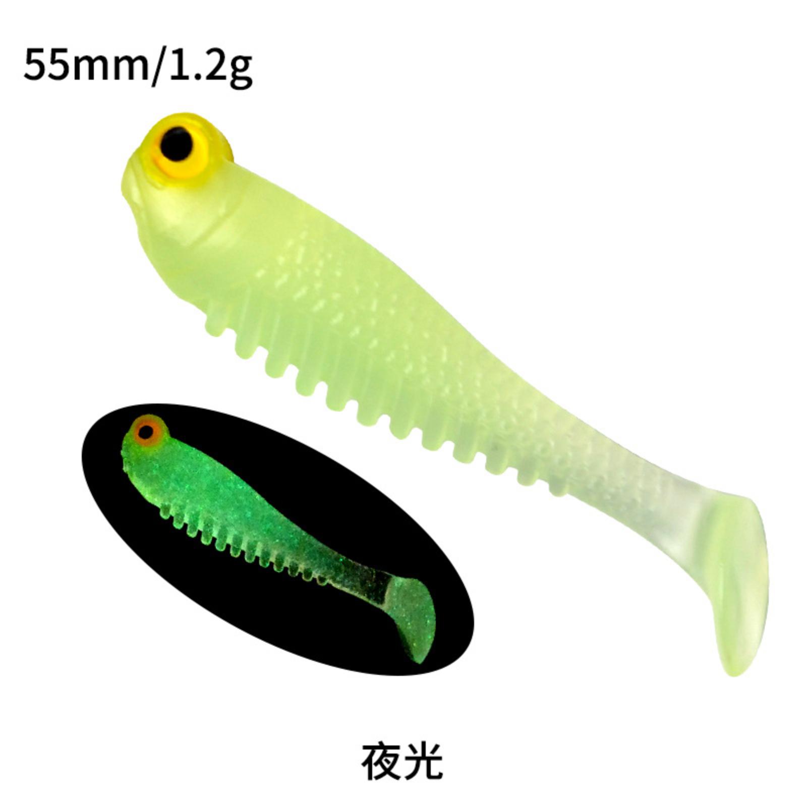 Soft Fishing Lures 55mm 1 2g Glow-in-the-Dark Artificial Bait Single Tail Plastic Lifelike Fish Shape 10 Pieces One Size