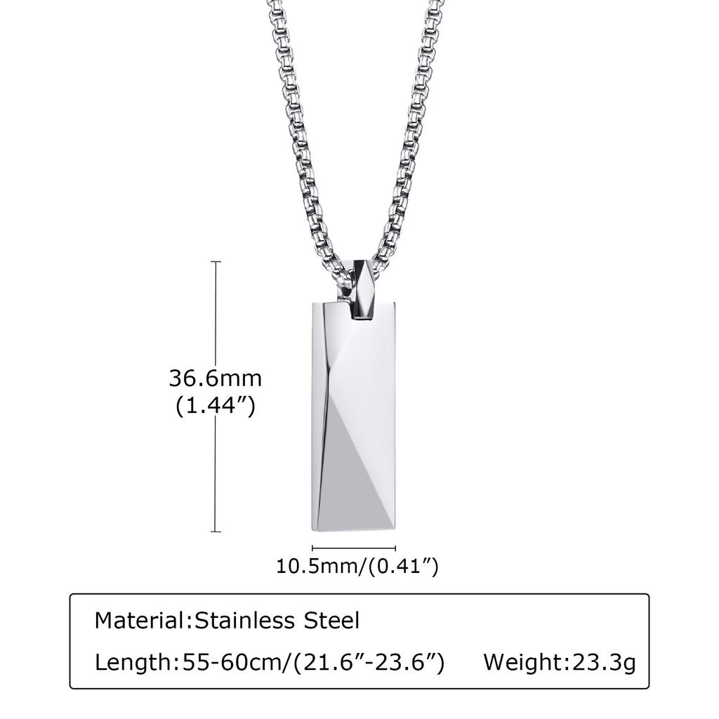 Rectangle Bar Pendants Necklaces for Men Stainless Steel Geometric Neckchain Minimalism Simplicity Collar Chain Jewelry for Him