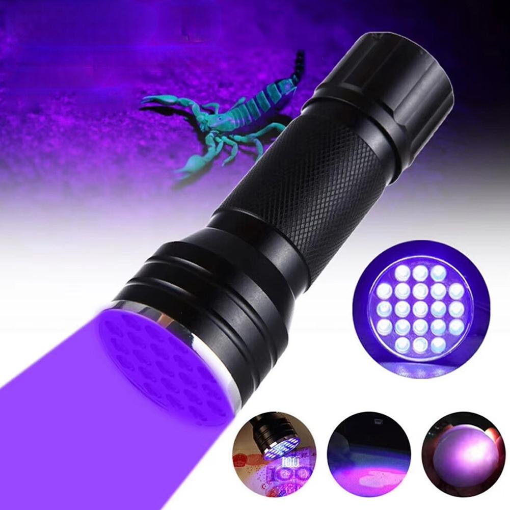 21LED UV Light 395nm Waterproof UV Flashlight Ultraviolet Mini UV Lamp Portable Torch For Nails Black Light Lamp J4I6