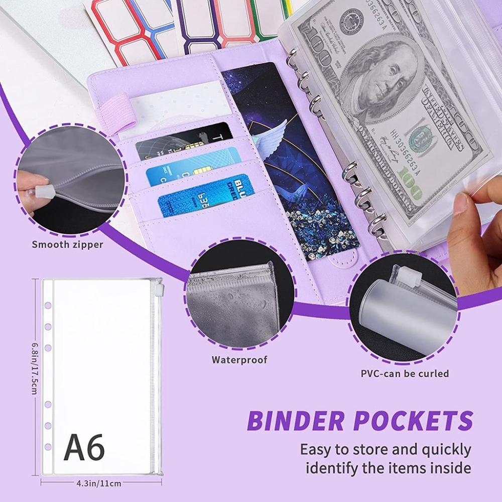 for Money Saving Notebook Gifts A6 Budget Binder Envelope Wallet Cash Storage Books Cash Envelopes