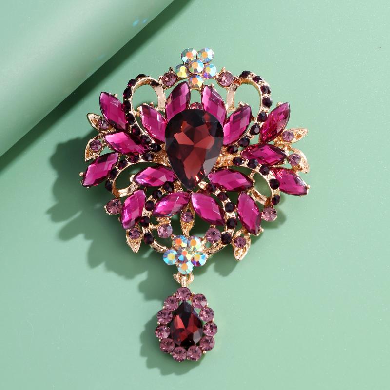 1Pcs Unisex Rhinestone Pins Luxury Large Crystal Glass Pendant Brooches For Women Banquet Party Backpack Gifts Jewelry Accessory