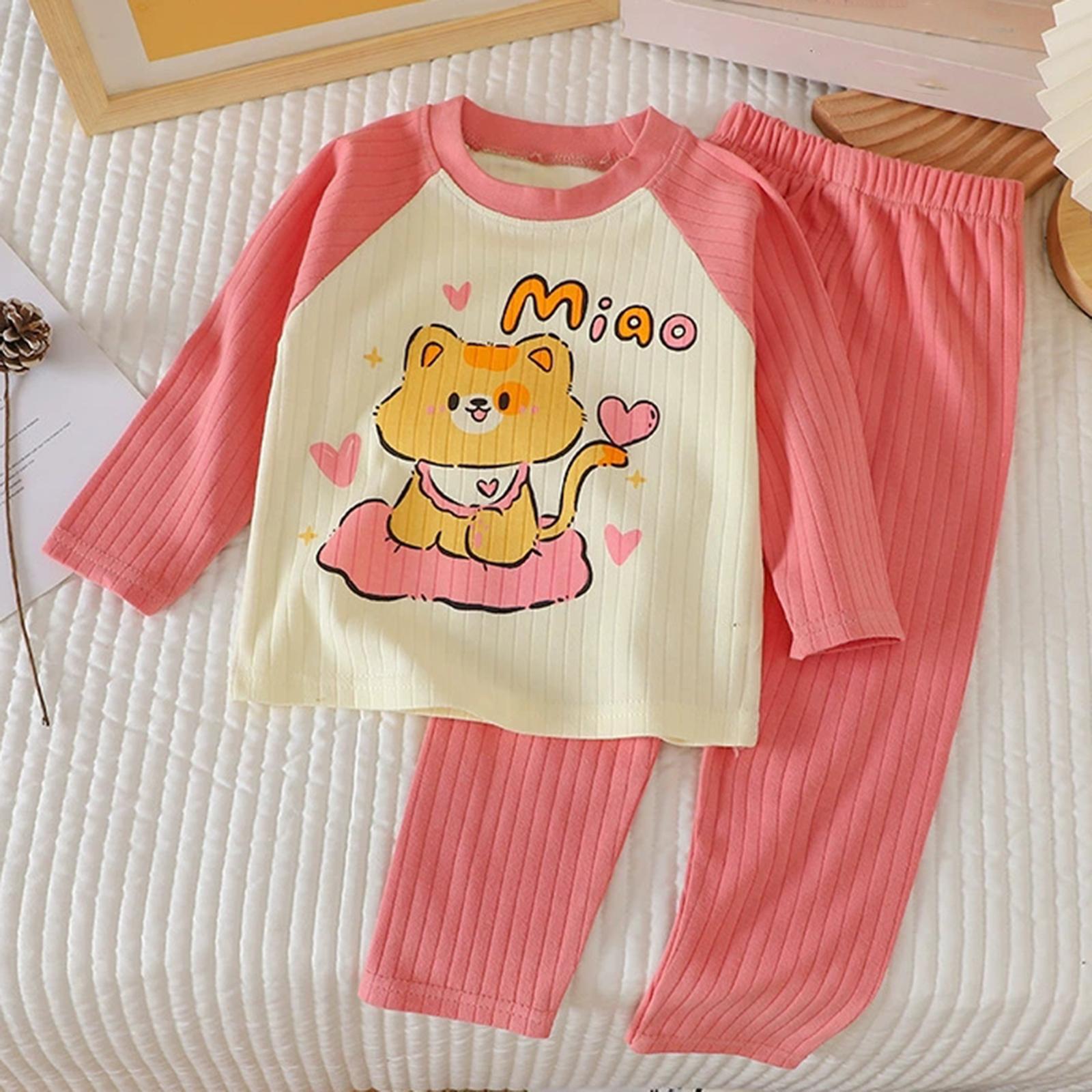 

Children s Fashion Cotton Set Long-sleeved Underwear For Boys And Girls Children s Pyjamas And Loungewear 73 рожевий