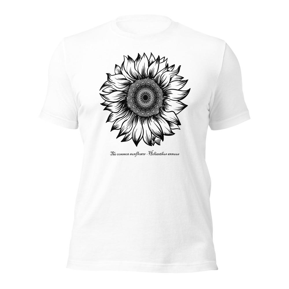 

THE COMMON SUNFLOWER Shirt Helianthus annuus Scientific Art Illustration XS-5XL Unisex T-Shirt XXXL