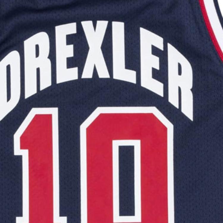 Mitchell & Ness Autentyczna Koszulka Drużyna USA 1992 Clyde Drexler 'Granatowo Czerwona' Męska AJY4GS18411-USANAVY92CDR