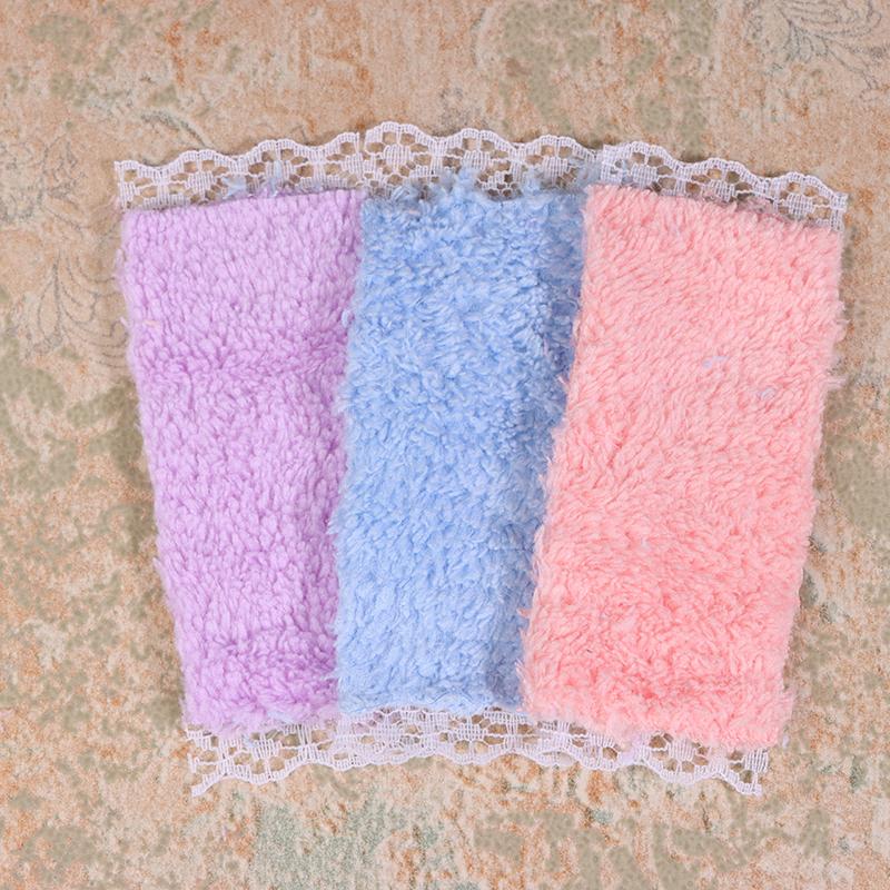 3Pcs/Set Dollhouse Mini Bathroom Lace Towel Bath Towel Model For Doll House Decor Kids Pretend Play Toys Diy Bathroom Ornaments