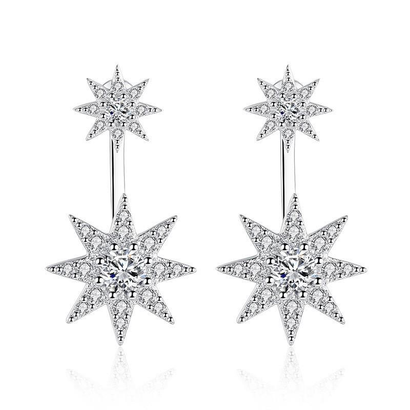 Sterling Silver S925 Zircon Six-Claw Earrings for Women