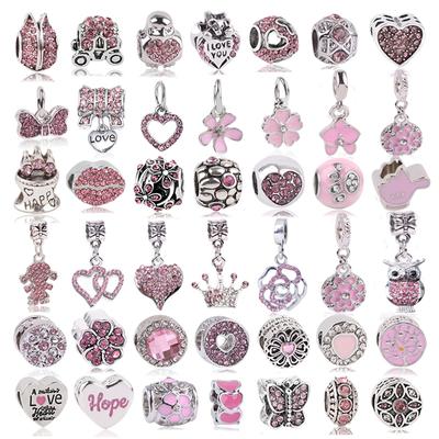 Moda Rosa Speranza Ciondoli Perline Adatti Per Bracciali E Collane Romantica Forma Di Cuore Gioielli Da Donna