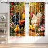 2pcs, Curtains  print Garden Rooster Farm Versatile 100% Polyester (without rod) Gifts Use for Bedroom, Contemporary Style