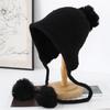 New Autumn and Winter Cute Hairball Ear Protection Knitted Hat, Cold Protection and Warmth, Big Head Circumference and Small Wool Hat