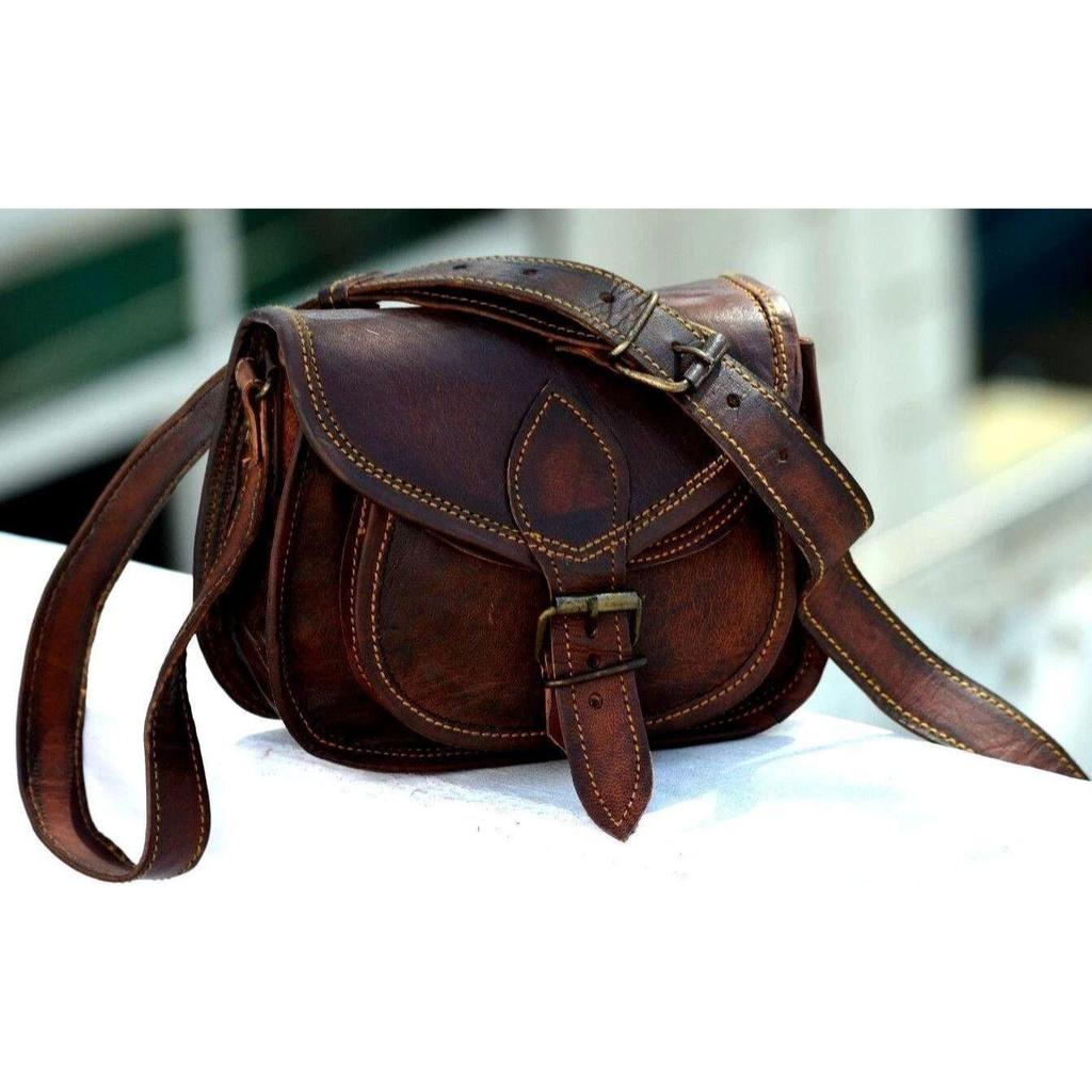 Bag Vintage Leather Messenger Shoulder Crossbody Real Brown Women Handbag New