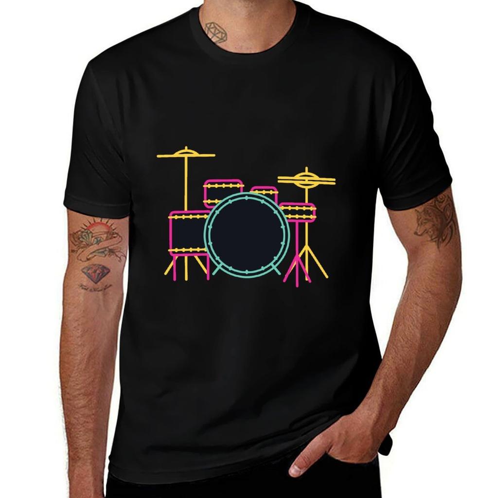 Neon Drum Kit Tshirt Festive Simple Tshirt