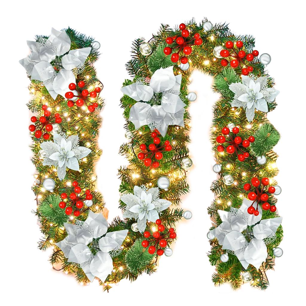 1.8/2.7M Holiday Decoration Rattan Xmas Garland Red Berrys Branches Stylish DIY Wreath Party Decoration For Home Wall Door