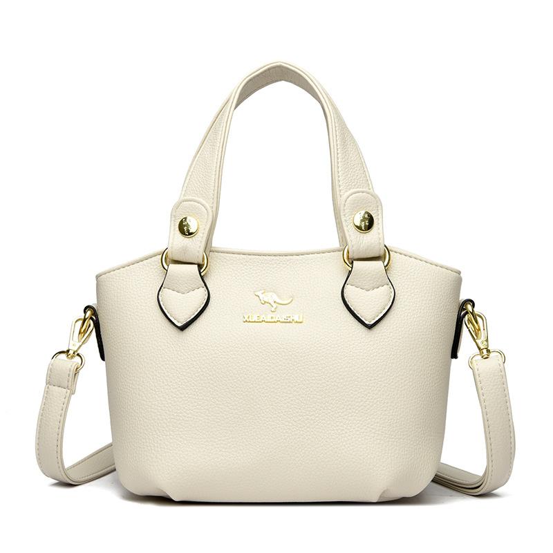 Neue Damenhandtasche mit Litschi-Muster, modische Mutter, einfache Schulter-Umhängetasche, große Kapazität