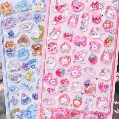 3D reliéfne nálepky Scrapbooking Kreatívny Duch Medveď Králik Diy Denník Kancelárske potreby Nálepka Dekor Roztomilé Estetické Nálepky
