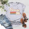 Retro 30. Geburtstag für Frauen Vintage 1996 Rundhals-T-Shirt Vater Mutter Geschenk Lässig All-Match