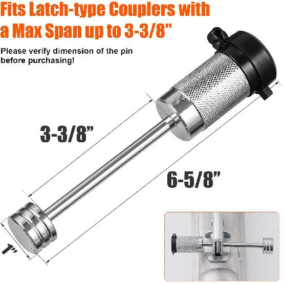 Trailer Coupler Lock 1/4'' Dia, 3-3/8'' Span Trailer Tongue Lock Fits Latch-T