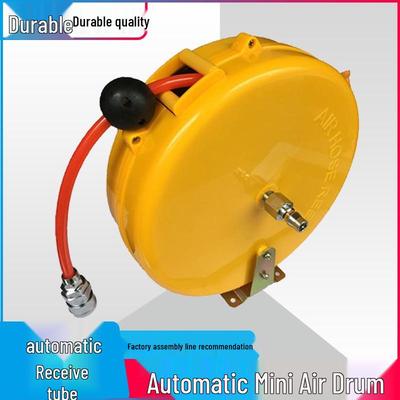 Carretel de Mangueira de Ar PU Retrátil Compacto com Enrolador Automático e Guia