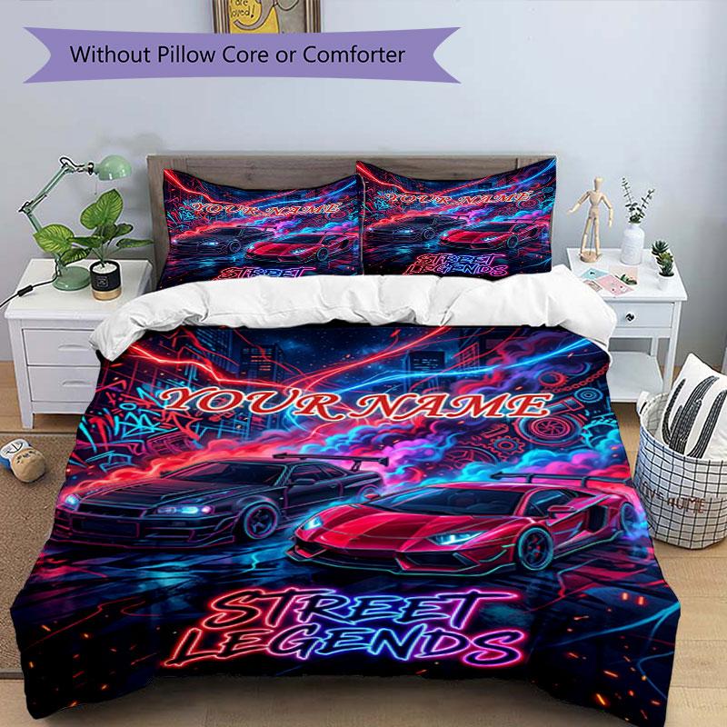 3PC Custom Name Street Legends Night Bedding Set Duvet Cover Closure Includes 1 Duvet Cover & 2 Pillowcases for Bedroom