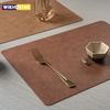 1pc Faux Leather Placemats Non-Slip Waterproof Heat Resistant Double-Sides,Kitchen Dining Portable Place Mats