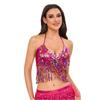 Belly Dance Bandage Glitter Bra Top with Chest Pad Women Belly Dance Costumes for Cosplay Halloween Performances Stage