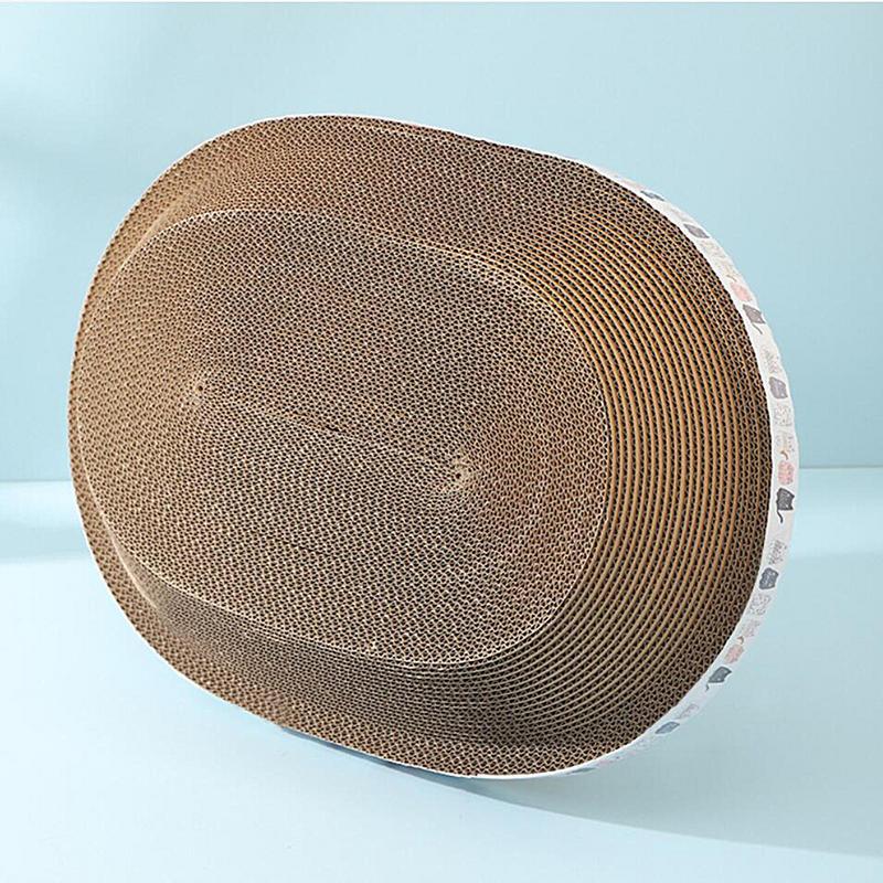 1pc Cat Scratching Board Protect Furniture Grinding Claw Toys Oval Corrugated Paper Wear-resistant Cat Nest Cat Accessories