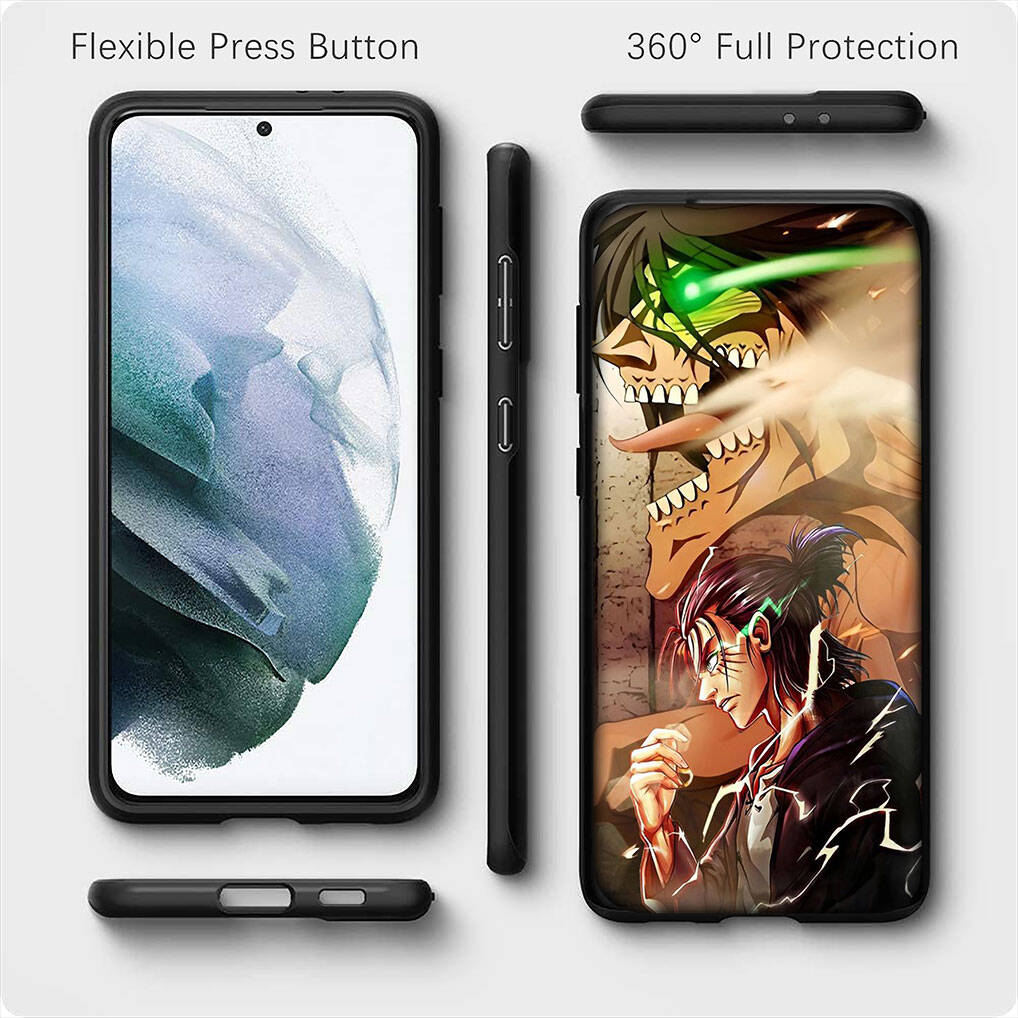 For Samsung Galaxy S25 S24 S23 iPhone 17 16 15 Xiaomi Redmi Note 14 13 12 Plus Pro Max Case Anime Attack On Titan Eren Jaeger Levi OPPO Huawei Cover