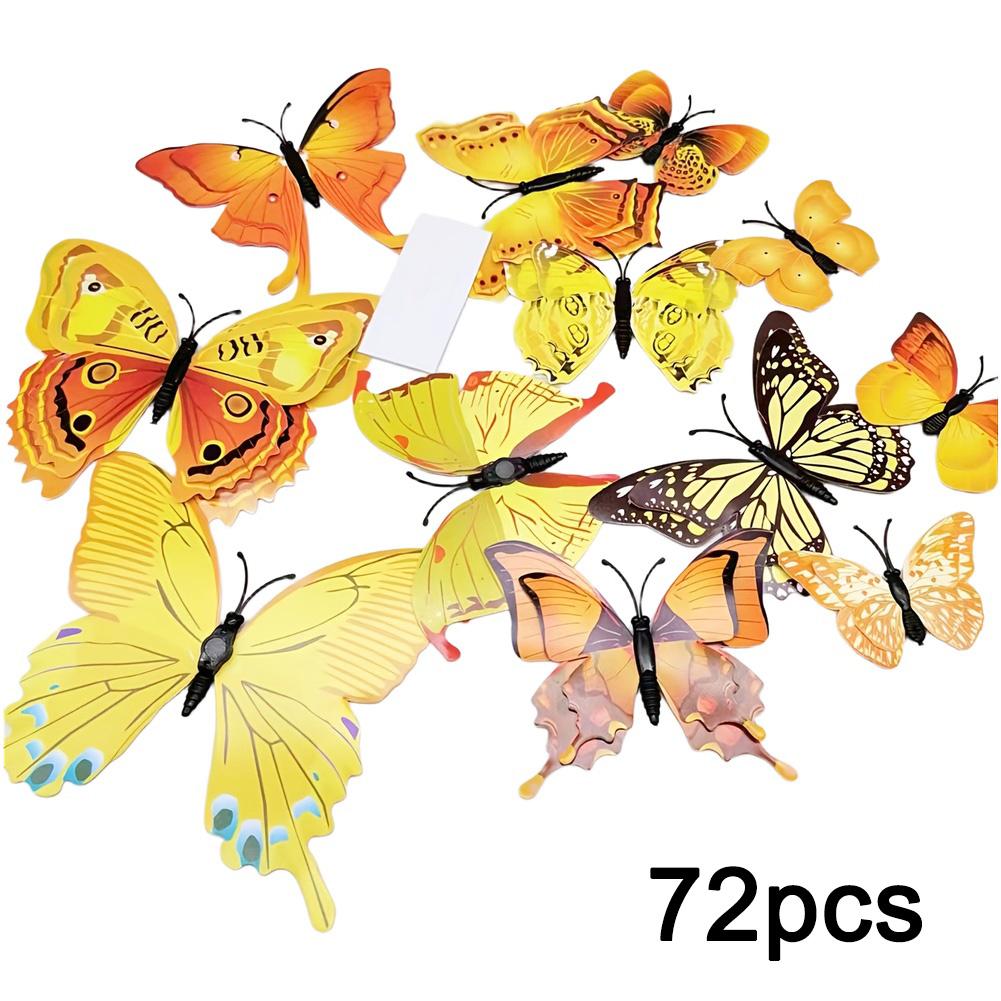 

3D Double Layer Butterfly Wall Stickers 72 PCS PVC Decals for Enhancing Wall Decor in Living Rooms and Bedrooms China Mainland
