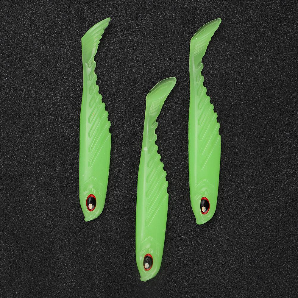 3pcs Fishing T Tail Baits Artificial Fishing Lures Lifelike Soft Paddle Tail Bait 105mm 9.2gLuminous Color