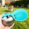 Tragbare Hundewasserball, 10 oz Edelstahl Haustier-Wasserflasche, Auslaufsichere Hundewasserflasche mit faltbarer Silikonschale für Outdoor-Spaziergänge, Reisen,