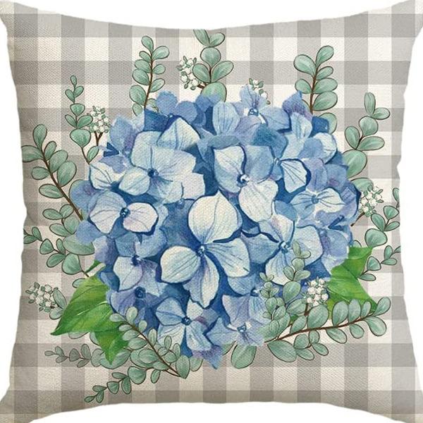 Plant and Flower Hydrangea Printed Linen Pillowcase Home Sofa Living Room Bedroom Pillowcase