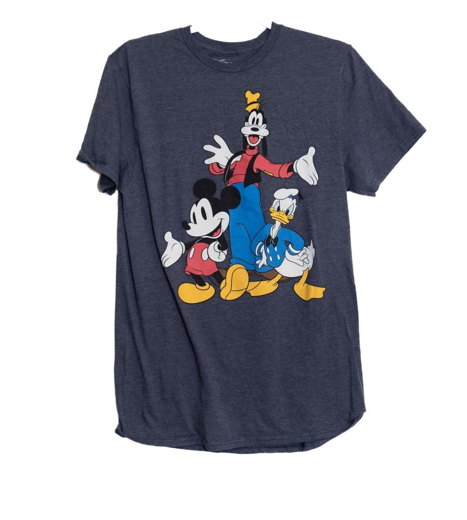 Disney Mickey Mouse Goofy Donald Duck Size M Heather Navy Graphic T-Shirt Unis