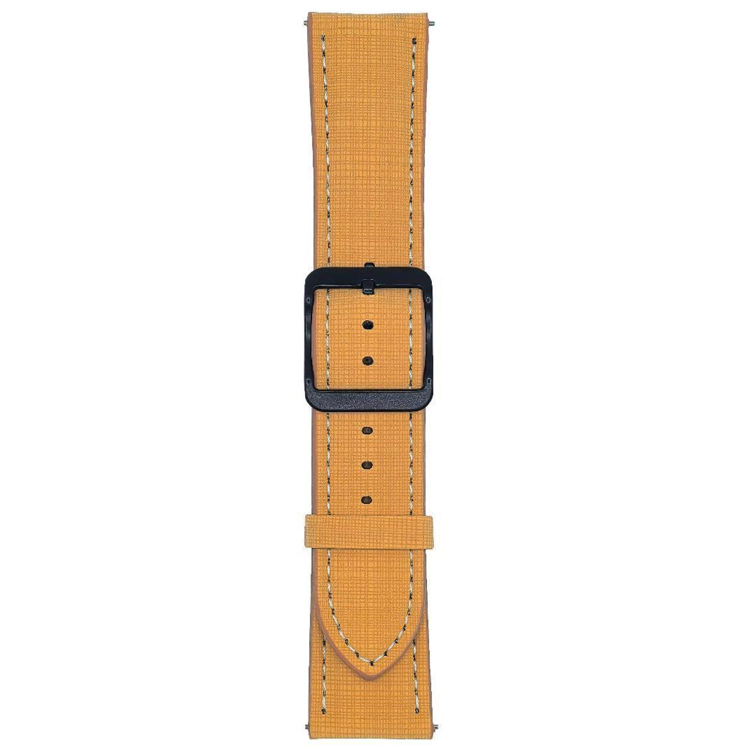 

For Huawei Watch GT 5 46mm Watch Band 22mm Braided Checkered Pattern Ring Buckle Leather Wrist Strap Orange
